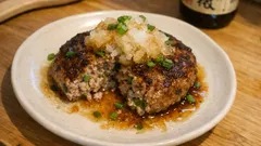 長ねぎで香りよく、後味さっぱり：ねぎ入り和風ハンバーグをポン酢おろしで