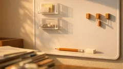 セリアの110円アイテム3つで完成 子ども机の散らかりが減る壁面収納DIY