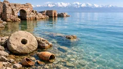 イシク・クル湖で中世の水没集落を確認 1〜4mの浅瀬に残る街の痕跡