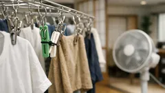 洗濯バサミ2つと結束バンドでできる簡易フックで部屋干しのスペース不足を解決