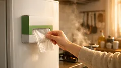 アイラップは冷蔵庫に貼るだけで出しやすい、マグネット浮かせ収納の作り方