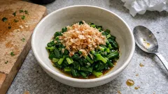 レンジで1分半、ターサイのおひたし：めんつゆでさっともう一品