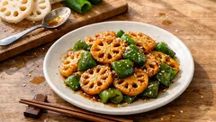 めんつゆ＋砂糖で味が決まる：れんこんとピーマンの甘辛炒め（お弁当にも）